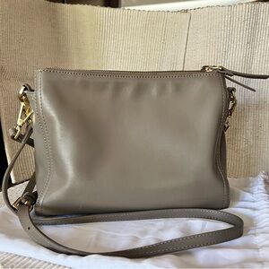 Quince Italian Leather Triple Compartment Crossbody in Mink